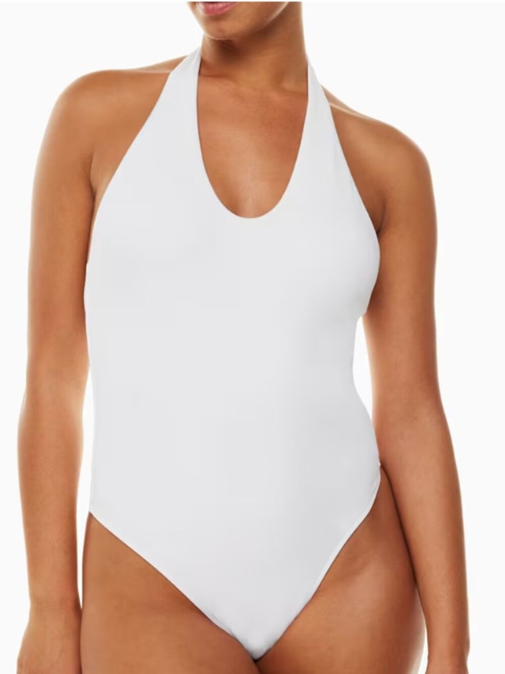 Aritzia Babaton Contour Halter Bodysuit V-neck - White - Size M